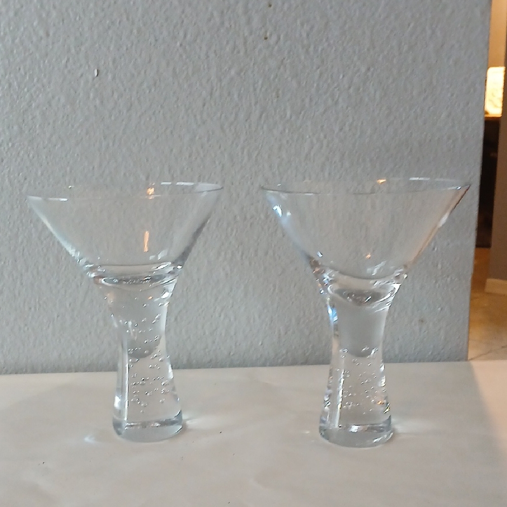 Elegant Clear Bubble Glass Martini Set